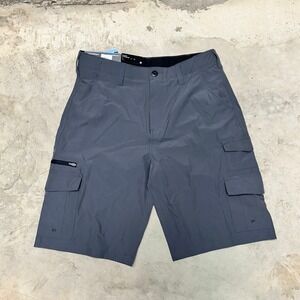 Men's Gray Cargo‎ Shorts Size 32 Polyester Spandex Zip Pocket Outdoor Hiking